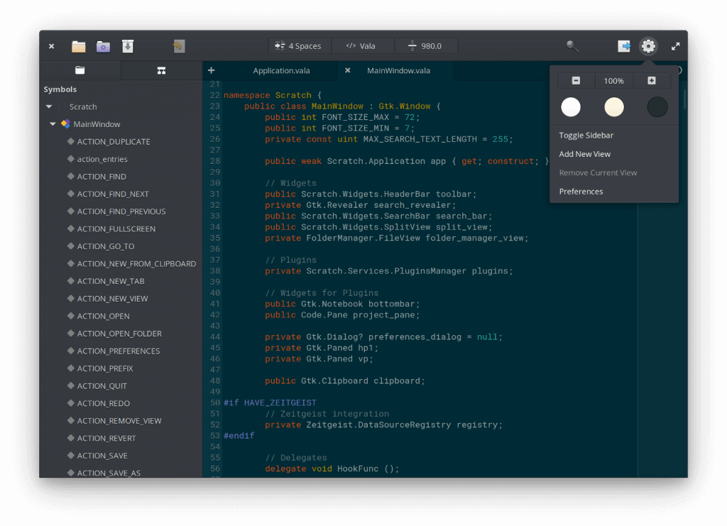 elementary OS - Code editor